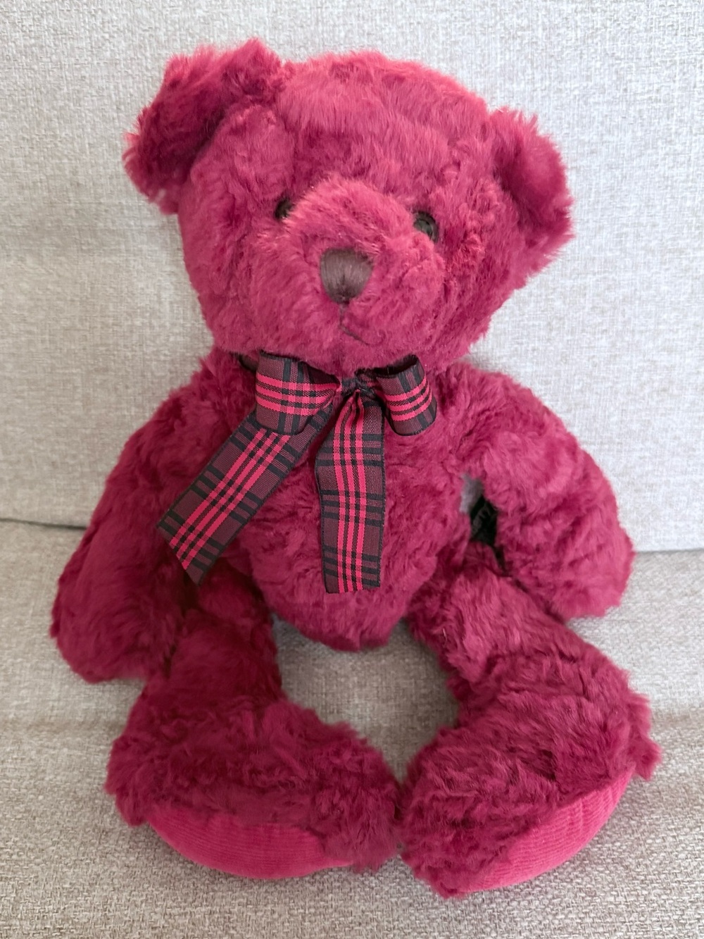 Vintage Russ Berrie Cranberry Red Teddy Bear Plush